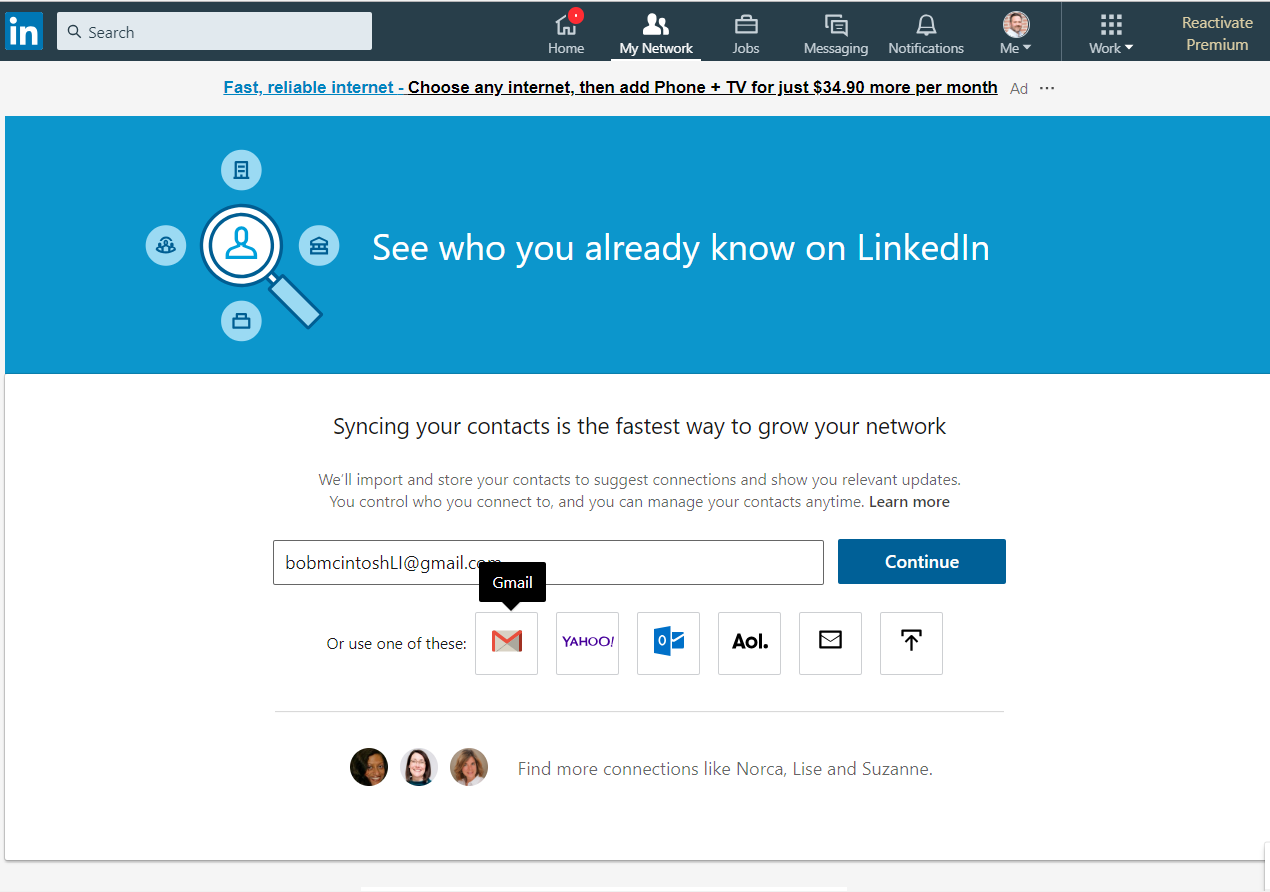 Connecting through email