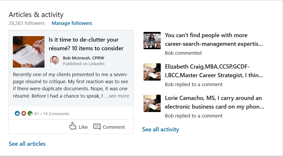 Articles and activities